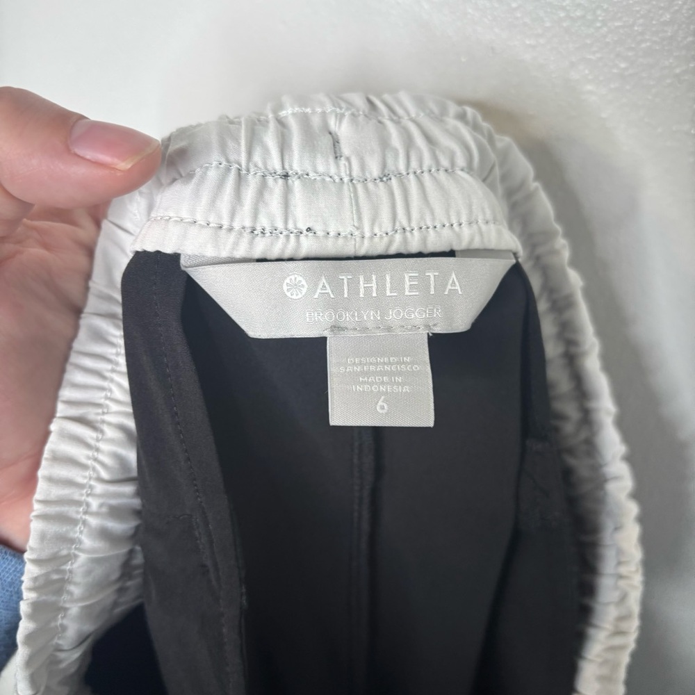 Athleta Pants Women’s Sz 6 Brooklyn Jogger Black White Side Stripe 566705 - Picture 8 of 10